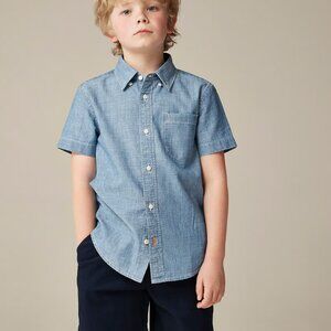 Old Navy Boy Chambray Button-Down short Sleeve Shirt 6/7